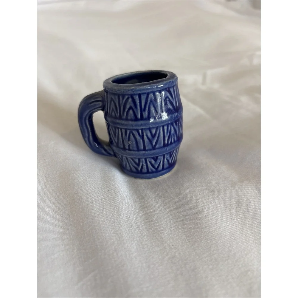 mini blue ceramic barrel toothpick holder
